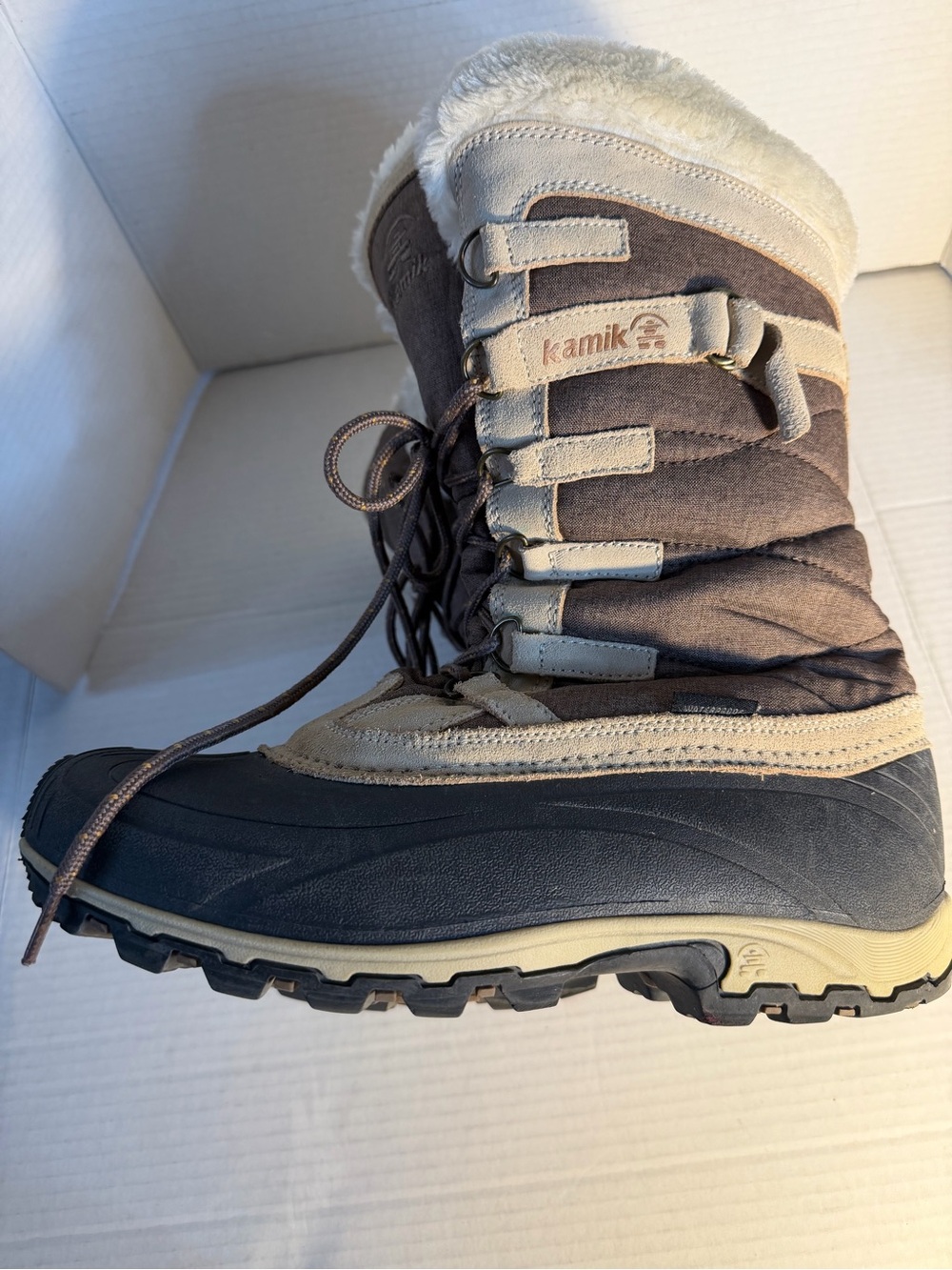Kamik Unisex Brown, Tan & Black Insulated Snow Boots 10